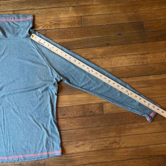 XL/2X West Wind green ribbed turtleneck with orange stitching - Picture 5 of 10